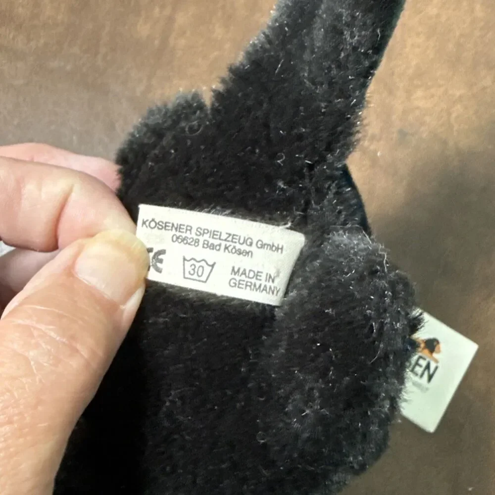 Kosen Black Bird Raven Crow Plush Toy Kösen Made in Germany w/ Brochure Retired